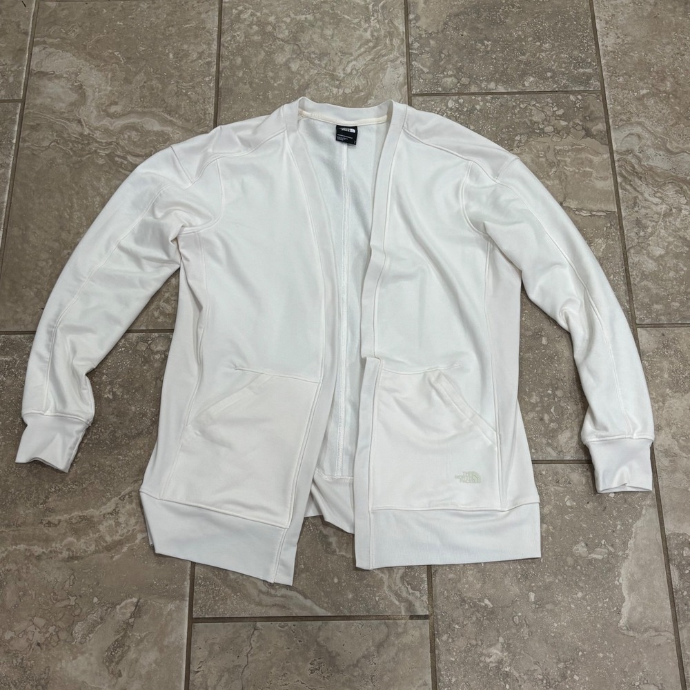 The North Face Womens White Open Front Fleece Cardigan Jacket Small
